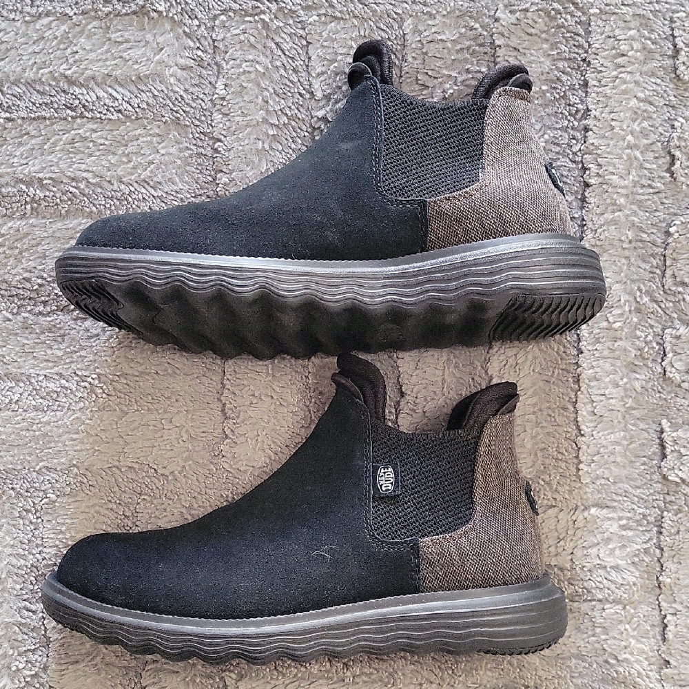 Hey Dude Branson Black and Brown Ankle Booties